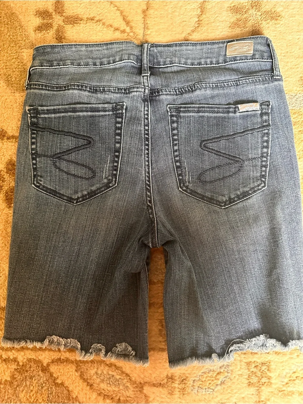 Seven7 Blue Distressed Denim Bermuda Shorts